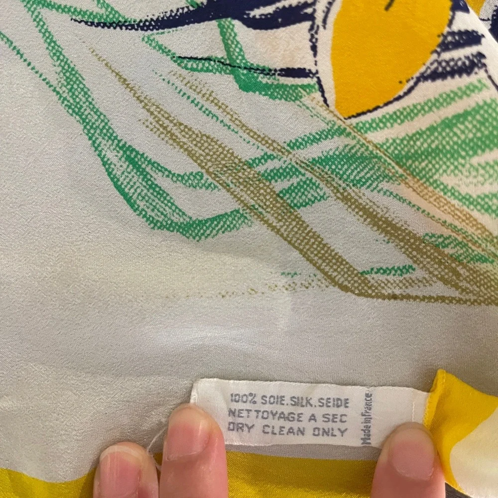 Dior Floral Print Scarf in Yellow and Green